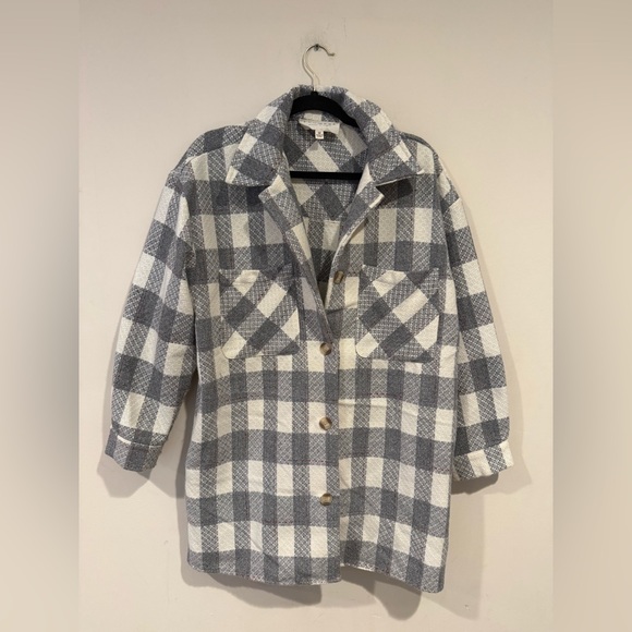 Promesa Gray and White Plaid Utility Jacket - Picture 1 of 3